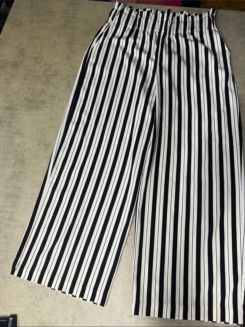 Black & White Vertical Stripe Wide Leg high wasted Pants